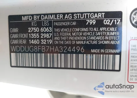 2017 Mercedes-Benz S 550 4Matic из США, поврежденный, VIN WDDUG8FB7HA324496